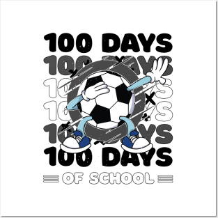 100 Days of school typography featuring a Dabbing Football #1 Posters and Art